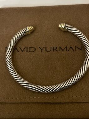 David Yurman Sterling Silver and 14kt yellow gold Cable Bracelet